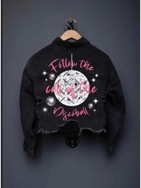 Discoball Call Crop Denim Jacket